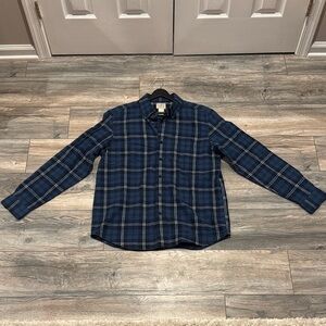 L.L. Bean Navy Checkered Button Down Shirt